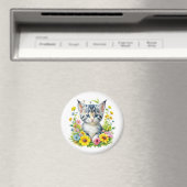 Aimant Kit de fleurs de chaton à l'aquarelle Noël (In Situ (Lave-vaisselle))