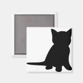Aimant Kitten assis Silhouette Chat noir blanc (Recto/Verso)