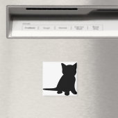 Aimant Kitten assis Silhouette Chat noir blanc (In Situ (Lave-vaisselle))