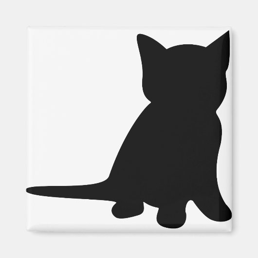 Aimant Kitten assis Silhouette Chat noir blanc (Devant)