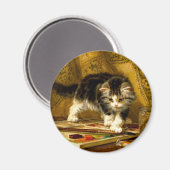 Aimant Kitten avec peinture et brosses (Recto/Verso)