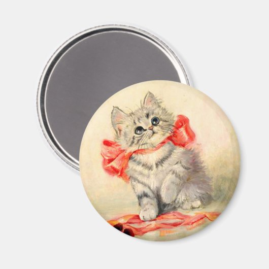 Aimant Kitten avec ruban rouge (Recto/Verso)