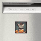 Aimant Kitten en costume d'Halloween et Jack-O'Lantern (In Situ (Lave-vaisselle))