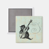 Aimant Kitten Jouer Violon Musique Turquoise Cat Illustra (Recto/Verso)