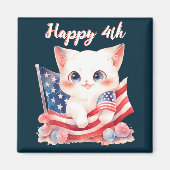 Aimant Kitten patriotique 4 juillet Happy 4th Custom (Devant)
