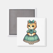 Aimant Kitten vintage habillé (Recto/Verso)