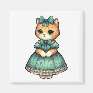 Aimant Kitten vintage habillé