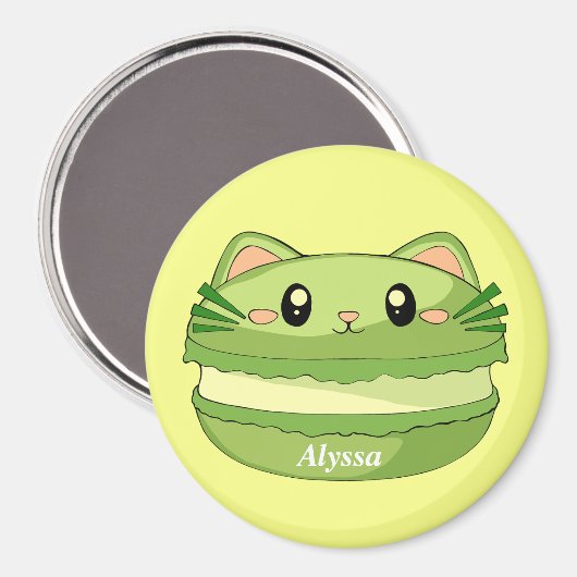 Aimant Kitty Cat Matcha Macaron (Recto/Verso)