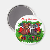 Aimant Kitty et chiot, Happy XMas (Recto/Verso)