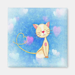 Aimant Kitty Love Hearts Bleu