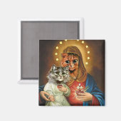 Aimant Kitty Marie et Jésus avec le Sacré Coeur (Recto/Verso)