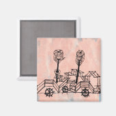 Aimant Klee - Vieux bateau à vapeur, art abstrait (Recto/Verso)