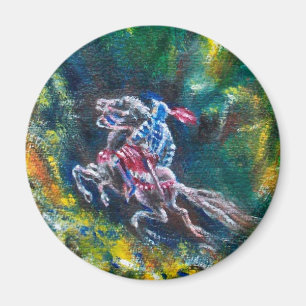 AIMANT KNIGHT LANCELOT, CHEVAL EN FORÊT VERTE