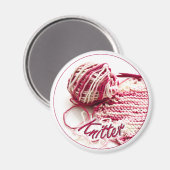 Aimant Knitter de couleur rose et blanche (Recto/Verso)