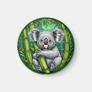 Aimant Koala adorable étreignant une tige de bambou