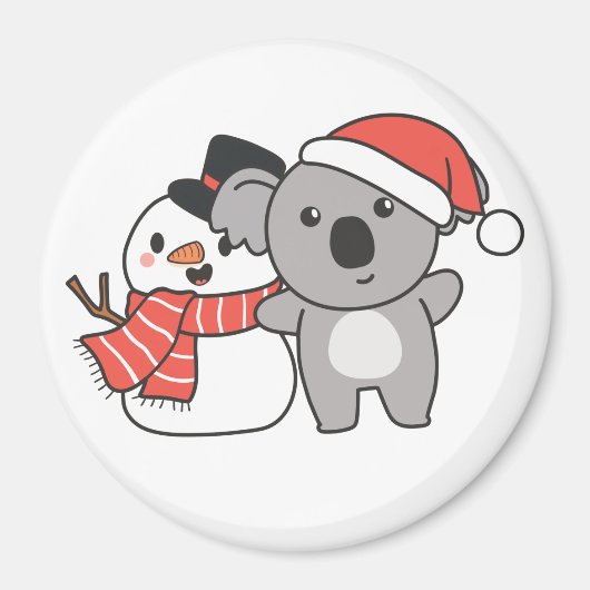 Aimant Koala Avec Snowman En Hiver Pour Le Magnat De Noël (Devant)