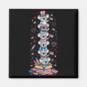 Aimant Koala drôle Drapeau américain Usa Jour de la mémoi