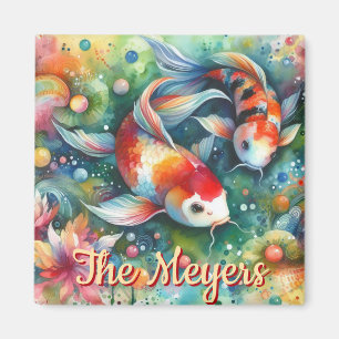 Aimant Koi Poisson Whimsical Aquarelle Orange Personnalis