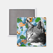 Aimant Koi Pond et Cat moderne (Recto/Verso)