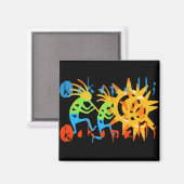 Aimant Kokopelli coloré (Recto/Verso)