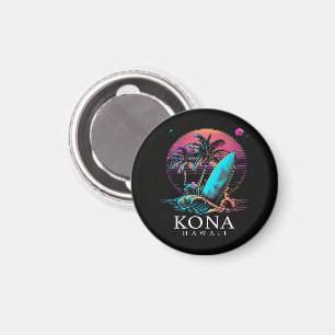 Aimant Kona Hawaï Planche de Surf Hawaïenne Vintage