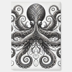 Aimant Kraken Steampunk Octopus Ornate Black