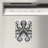 Aimant Kraken Steampunk Octopus Ornate Black (In Situ (Lave-vaisselle))