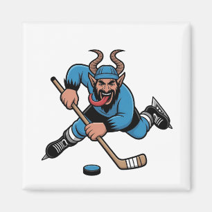 Aimant Krampus effrayant jouant au hockey sur glace