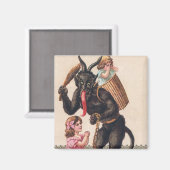Aimant Krampus Filles bienveillantes Noël Vintage (Recto/Verso)