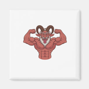 Aimant Krampus Noël méchant qui fait des flexions de fitn
