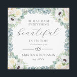 Aimant Kristen Christian Wedding Favore Bible Verse<br><div class="desc">Ajoutez une touche spirituelle à vos faveurs de mariage avec ces magnets de mariage chrétiens élégants qui arborent une belle couronne de fleurs d'aquarelle blanches et d'eucalyptus peintes à la main et le verset de la Bible "Il a rendu tout beau dans son temps" (Ecclesiastes 3:11). Pour repositionner les éléments...</div>