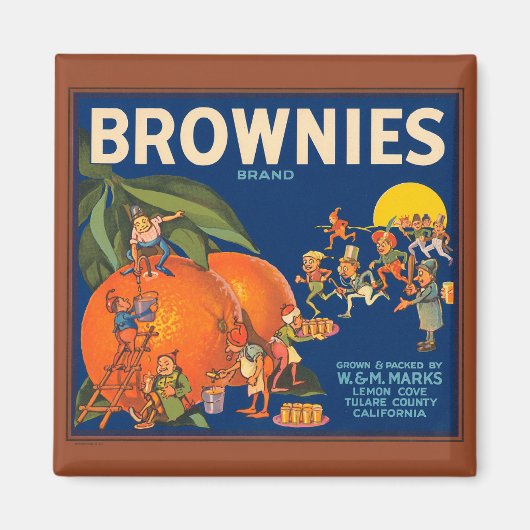 Aimant KRW Vintage Brownies Orange Fruit Crate Étiquette (Devant)
