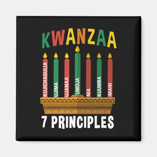 Aimant Kwanzaa 7 Principes Bougies Kinara Pan Africains P (Devant)