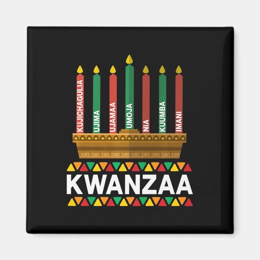 Aimant Kwanzaa Principes Kwanzaa Bougies Kinara Pan Afri (Devant)