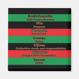 Aimant Kwanzaa Sept Principes Vert Rouge Noir