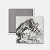 Aimant La bête de Gevaudan attaquant une jeune fille (Recto/Verso)