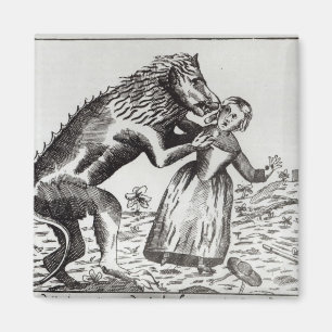 Aimant La bête de Gevaudan attaquant une jeune fille