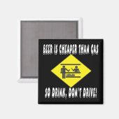 Aimant La bière est moins chère que l'essence (Recto/Verso)