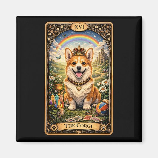 Aimant La carte de tarot Corgi (Devant)