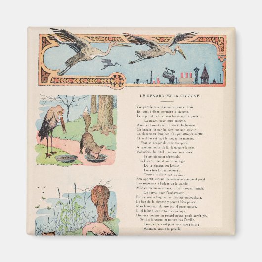 Aimant La cigogne et le renard des fables (Devant)