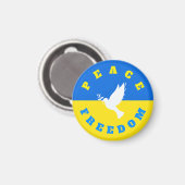 Aimant La colombe de la paix - Drapeau de l'Ukraine - Lib (Recto/Verso)