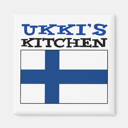 Aimant La cuisine d'Ukki avec le drapeau de la Finlande (Devant)
