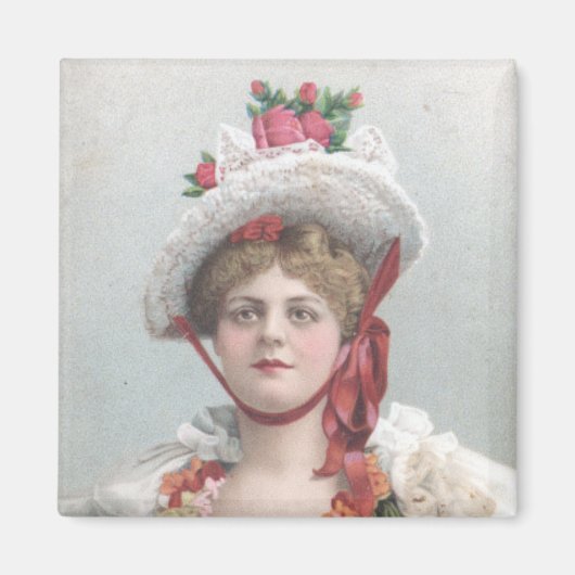 Aimant La dame avec l'aimant Casquette Rose rouge (Devant)