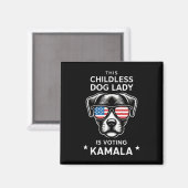 Aimant La Dame des Chiens Sans Enfants Vote Kamala Harris (Recto/Verso)