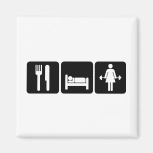 Aimant La femme mangent des poids d'ascenseur de sommeil