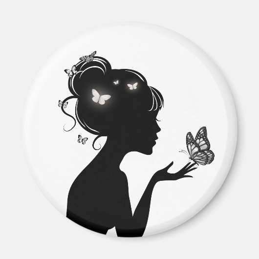 Aimant La femme papillons blancs (Devant)