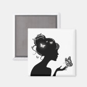 Aimant La femme papillons blancs (Recto/Verso)