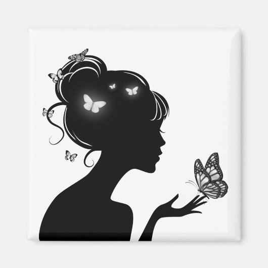 Aimant La femme papillons blancs (Devant)