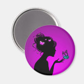 Aimant La femme papillons violets (Recto/Verso)