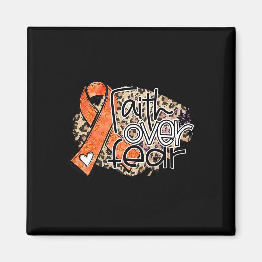 Aimant La foi sur la peur Leopard Orange Ribbon Leukemia  (Devant)